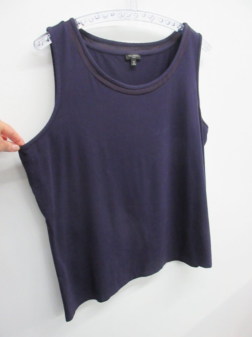 TALBOTS TANK TOP WOMENS 2X DARK PURPLE WITH MESH DETAIL